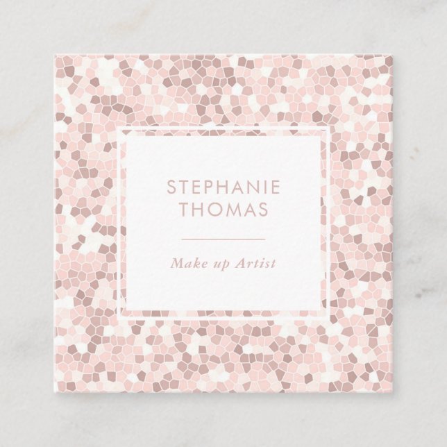 Glitter Rose Pink pattern square business card (Front)