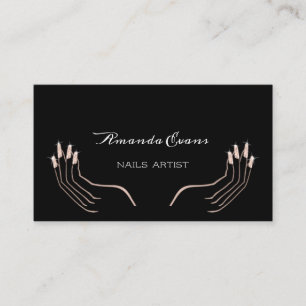 Glitter Rose Sparkly Nails Artist Appointment Card