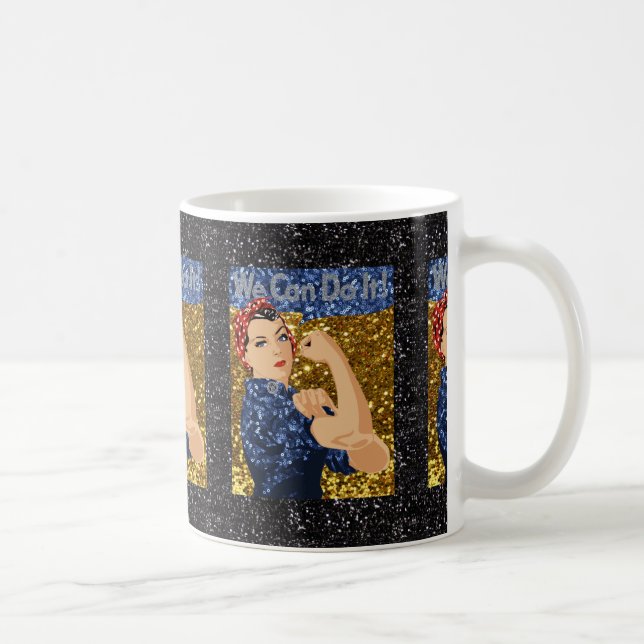 glitter rosie the riveter coffee mug (Right)
