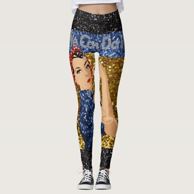 glitter rosie the riveter leggings (Front)