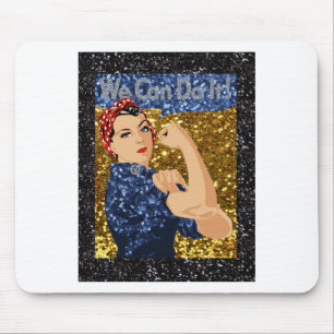 glitter rosie the riveter mouse mat