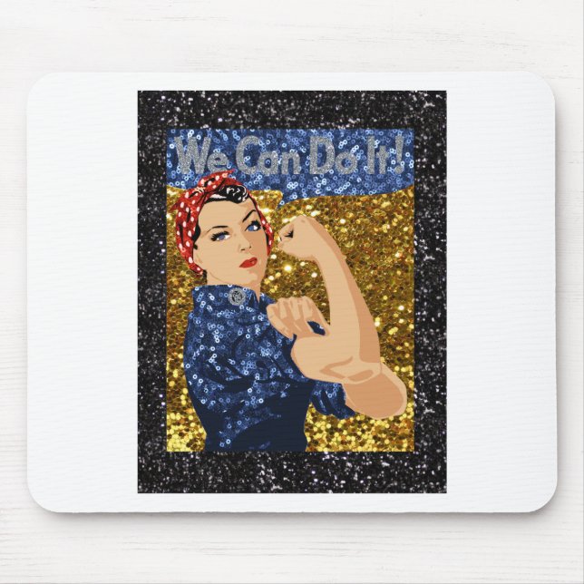 glitter rosie the riveter mouse mat (Front)
