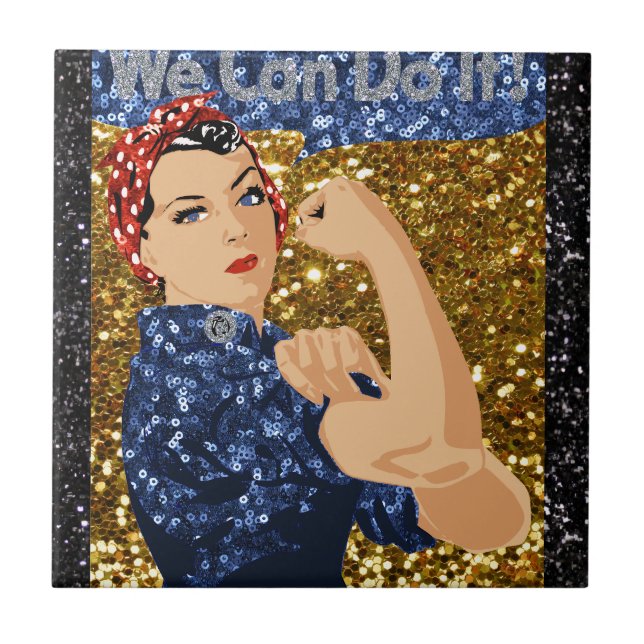 glitter rosie the riveter tile (Front)