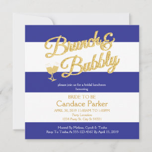 Glitter, Royal Blue Bridal Shower Invitations