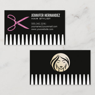 Glitter Salon Scissors Comb Business Card