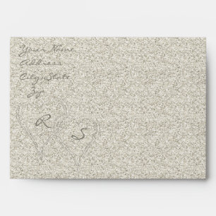 Glitter Sandy  Beach Wedding Envelope