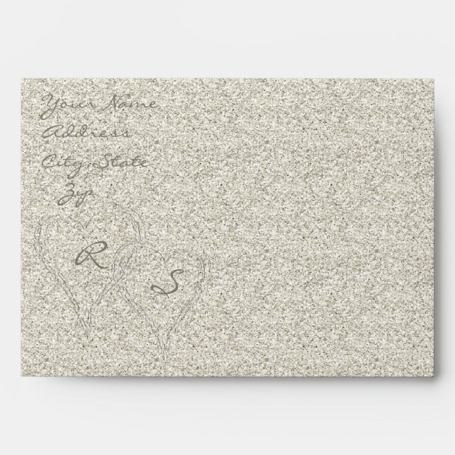 Glitter Sandy  Beach Wedding Envelope (Front)