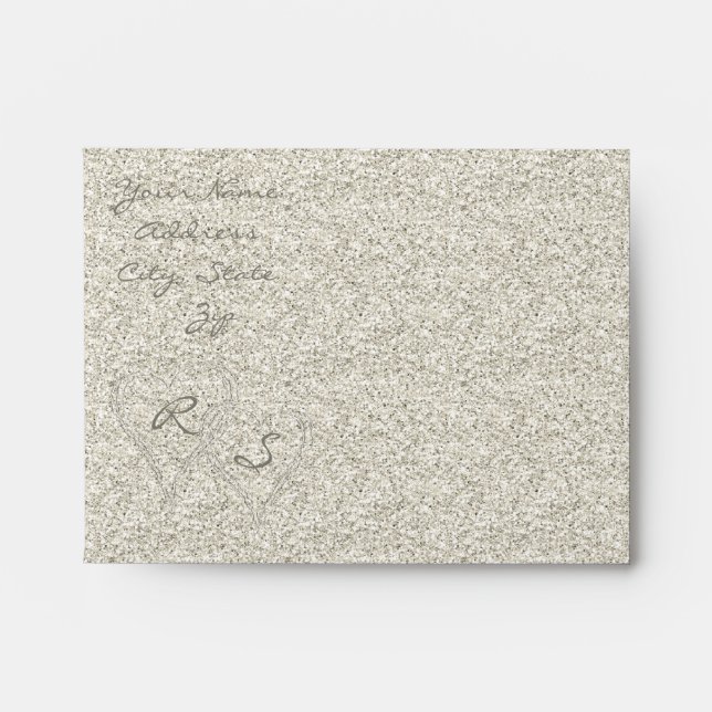 Glitter Sandy  Beach Wedding Note Envelope (Front)