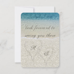Glitter Sandy  Beach Wedding rsvp Card