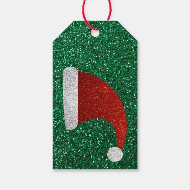 Glitter Santa Hat Gift Tags (Front)