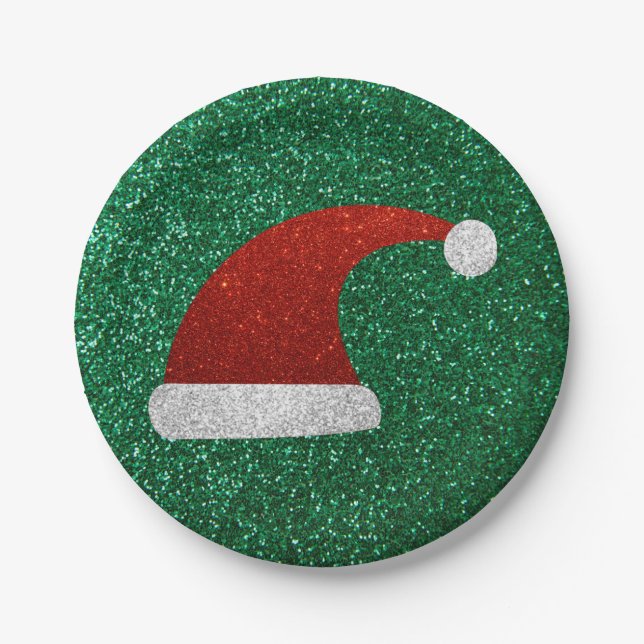 Glitter Santa Hat Paper Plate (Front)