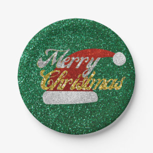 Glitter Santa Hat Paper Plate