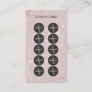 Glitter Scissors Rose Gold Marble Loyalty Card