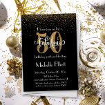 Glitter & Script 50 & Fabulous on Black, Birthday Invitation<br><div class="desc">Celebrate the much anticipated 50 and fabulous event with this sophisticated, glam invitation. Over a solid black background appears a gold glitter-effect confetti design that seems as if it's falling from above. In a fun, unique stylized design "50 & fabulous" is rendered with a curly, playful, script modern font. The...</div>