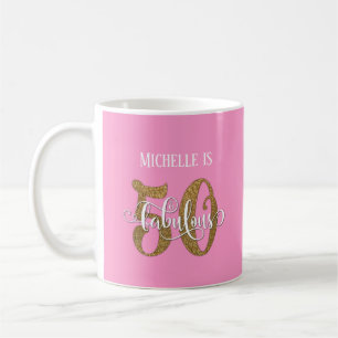 Glitter & Script 50 & Fabulous Over Pink Coffee Mug