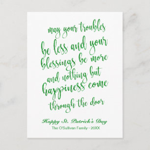 Glitter Script Irish Blessing St. Patrick's Day Postcard