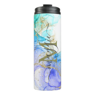Glitter Script Monogram Thermal Tumbler 