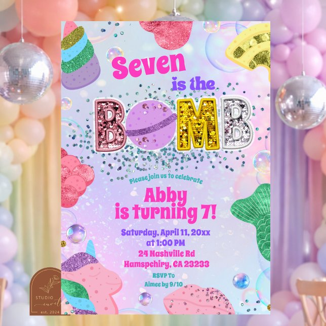 Glitter Sequin Rainbow Pastel Bath Bomb Invitation (Creator Uploaded)