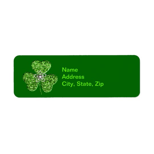 Glitter Shamrock And Flower Address Labels