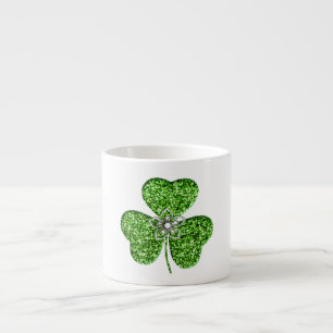 Glitter Shamrock And Flower Espresso Mug