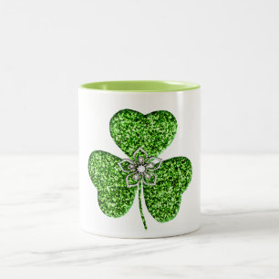 Glitter Shamrock And Flower Mug