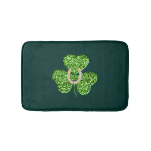 Glitter Shamrock And Horseshoe Bath Mat