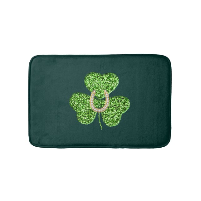 Glitter Shamrock And Horseshoe Bath Mat (Front)