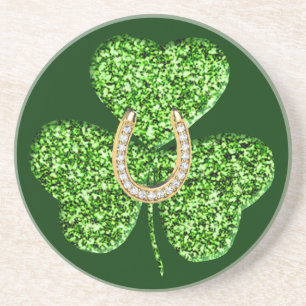 Glitter Shamrock And Horseshoe Coaster