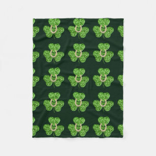 Glitter Shamrock And Horseshoe Fleece Blanket
