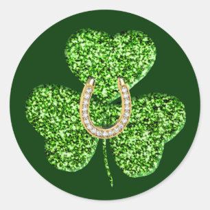 Glitter Shamrock And Horseshoe Stickers