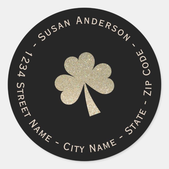 Glitter Shamrock Return Address Label (Front)