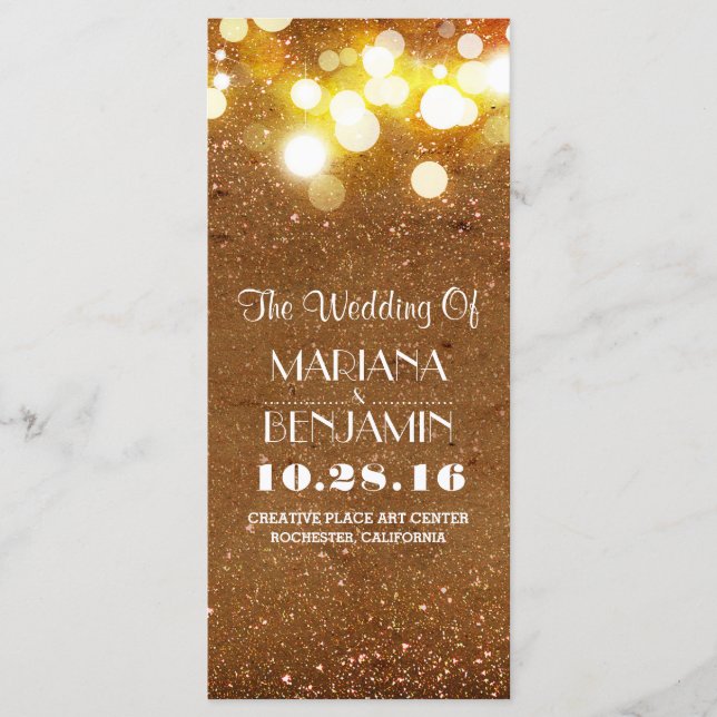 glitter shimmer golden blush string lights program programme (Front)