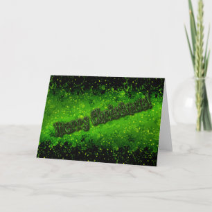 Glitter shine glow green confetti sequins Christma Card