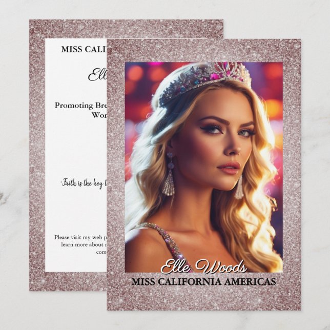 Glitter Shine Pageant Autograph Cards | QR Code (Front/Back)