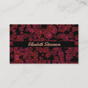 Glitter shine sequin confetti circles red personal business card
