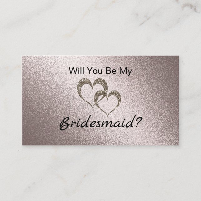 Glitter shine sequin two hearts bridesmade persona enclosure card (Front)