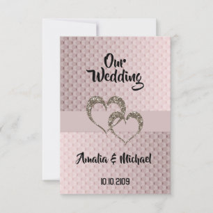 Glitter shine sequin two hearts wedding love perso invitation