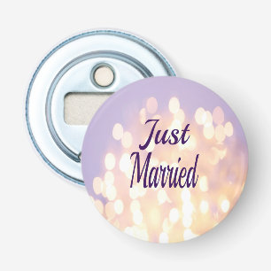 Glitter Silver and Gold Just Married Bottle Opener