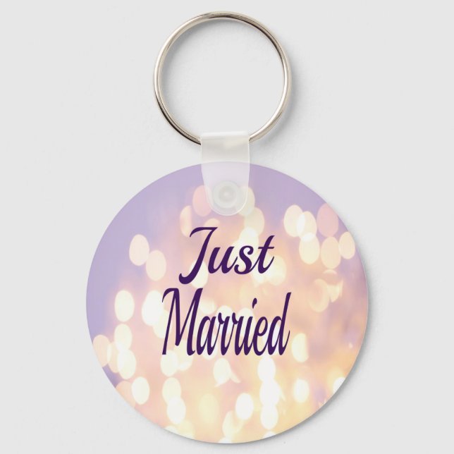 Glitter Silver and Gold Just Married Key Ring (Front)