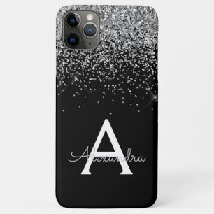 Glitter  Silver Black Luxury Monogram iPhone 11 Pro Max Case