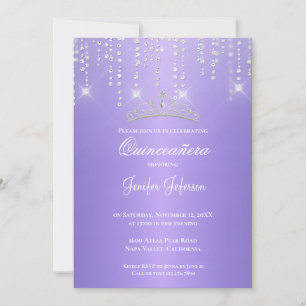 Glitter silver confetti Quinceanera Invitation