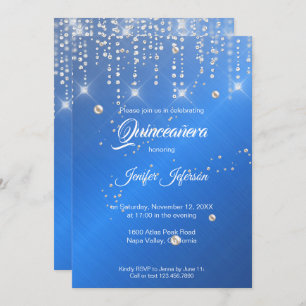 Glitter silver confetti Quinceanera Invitation