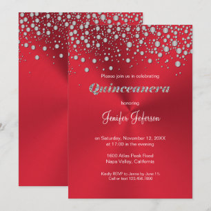 Glitter silver confetti Quinceanera Invitation