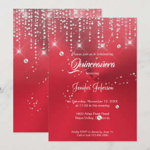 Glitter silver confetti Quinceanera Invitation