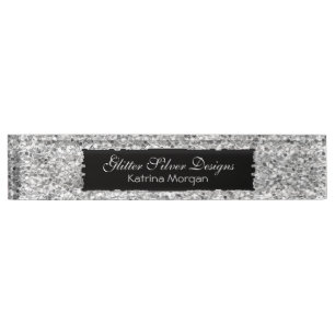 Glitter Silver Elegance Nameplate