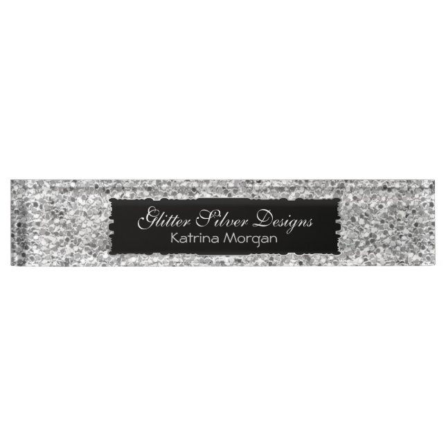 Glitter Silver Elegance Nameplate (Front)