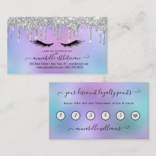 Glitter Silver Eyelash Extension Loyalty  Business Card