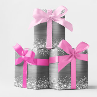 Glitter Silver Faux Foil Wrapping Paper