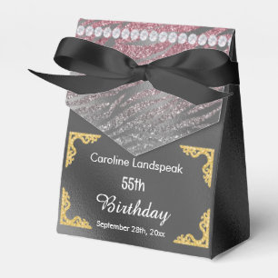 Glitter Silver Foil Pink Zebra Print Birthday Favour Box