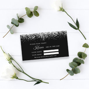 Glitter Silver How Many Kisses Shower Game card